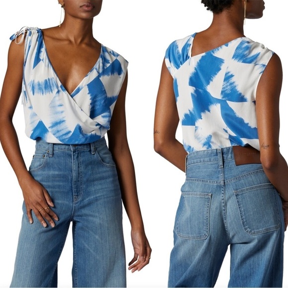 Equipment Tops - NWT Equipment Femme Chantal Blouse Bright Cobalt Blue Silk Asymmetric Sz S